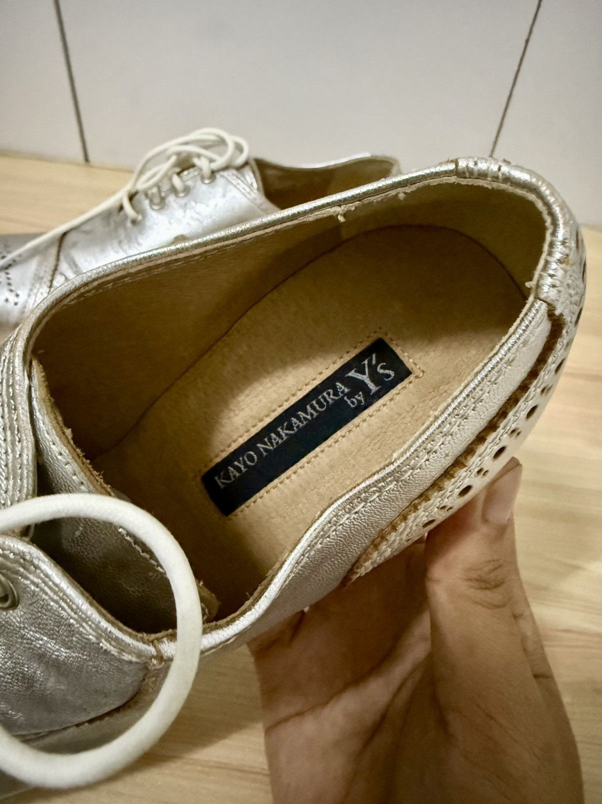Yohji Yamamoto Kayo Nakamura x Yohji Yamamoto Silver Metallic Brogues shoes Size US 5 / EU 37 - 11 Thumbnail