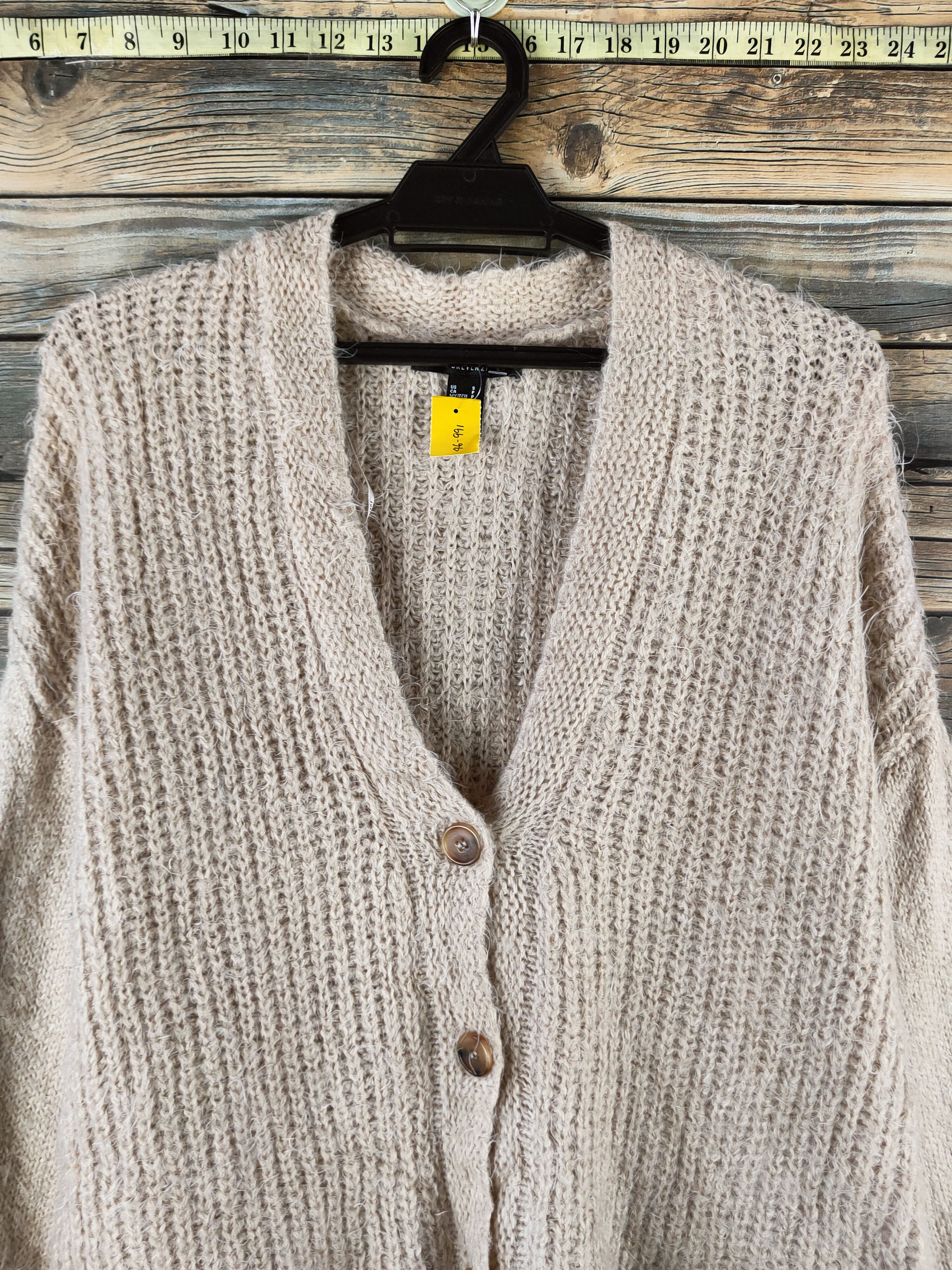 Forever 21 DL Forever 21 Beige Fur Mohair Knitwear Cardigan #46-991 Size S / US 4 / IT 40 - 2 Thumbnail