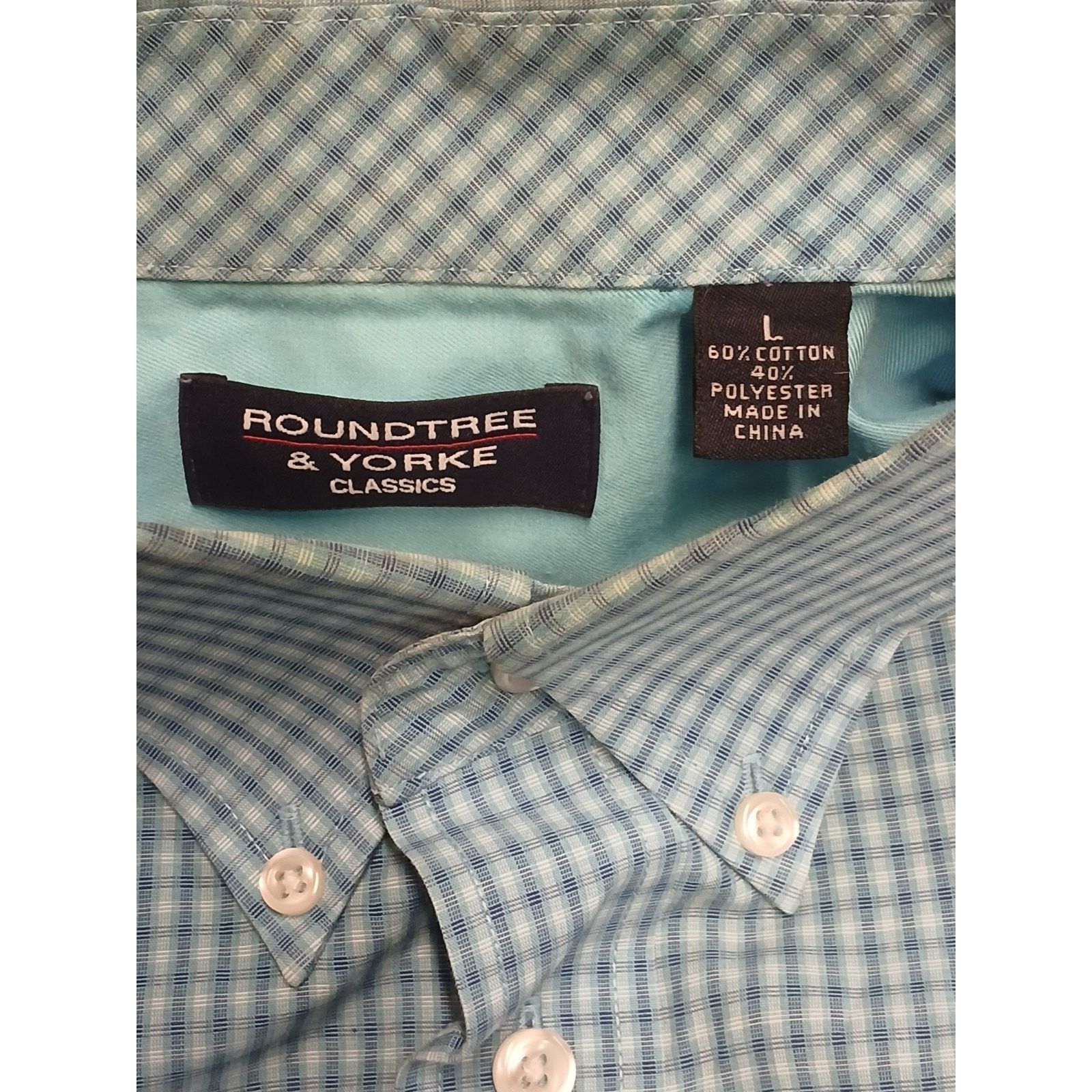 Roundtree & Yorke Roundtree & Yorke Classics Blue Plaid Dress Casual Shirt Size US L / EU 52-54 / 3 - 6 Thumbnail