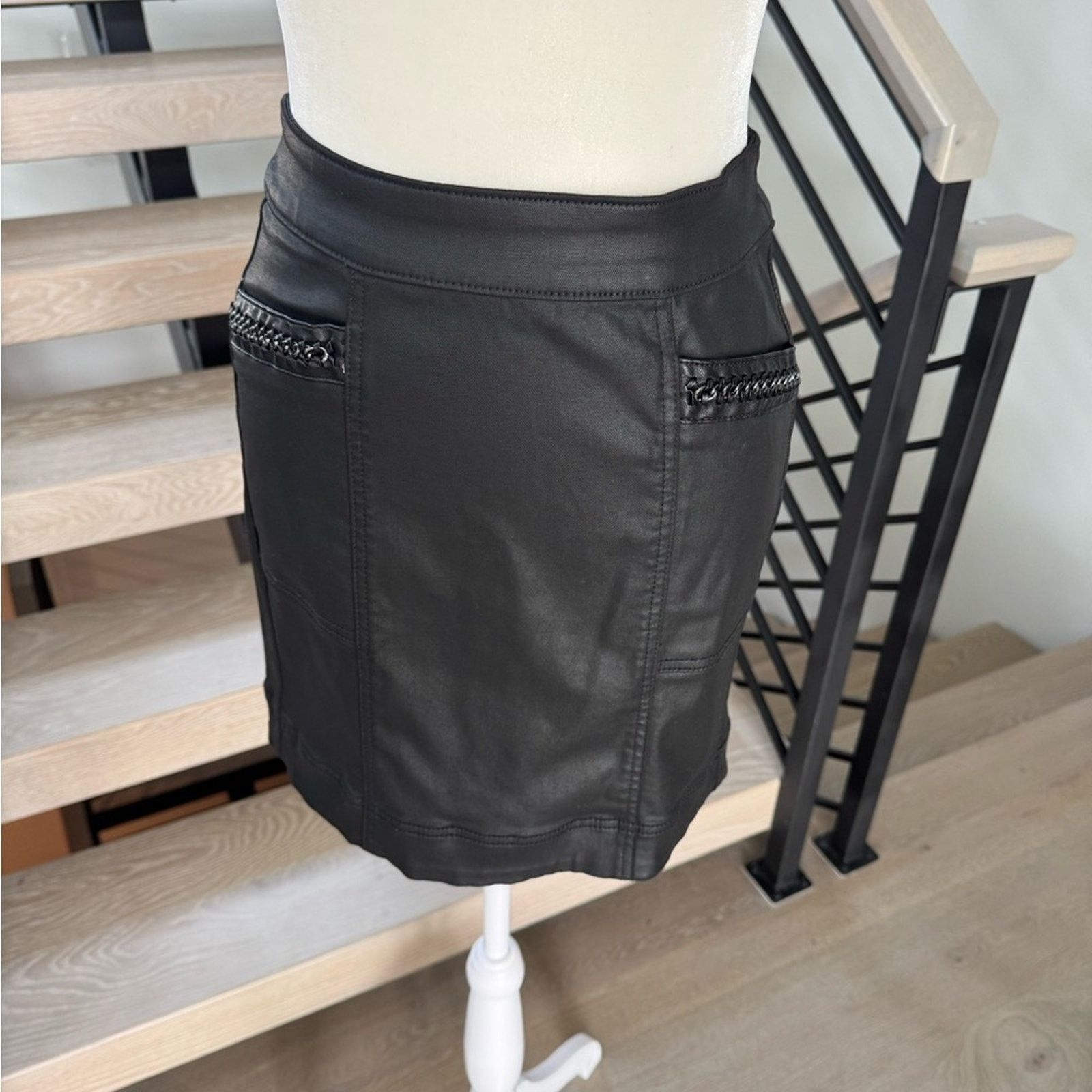 White House Black Market New WHBM Sleek Black Pencil Skirt size S Size 26" / US 2 / IT 38 - 6 Thumbnail