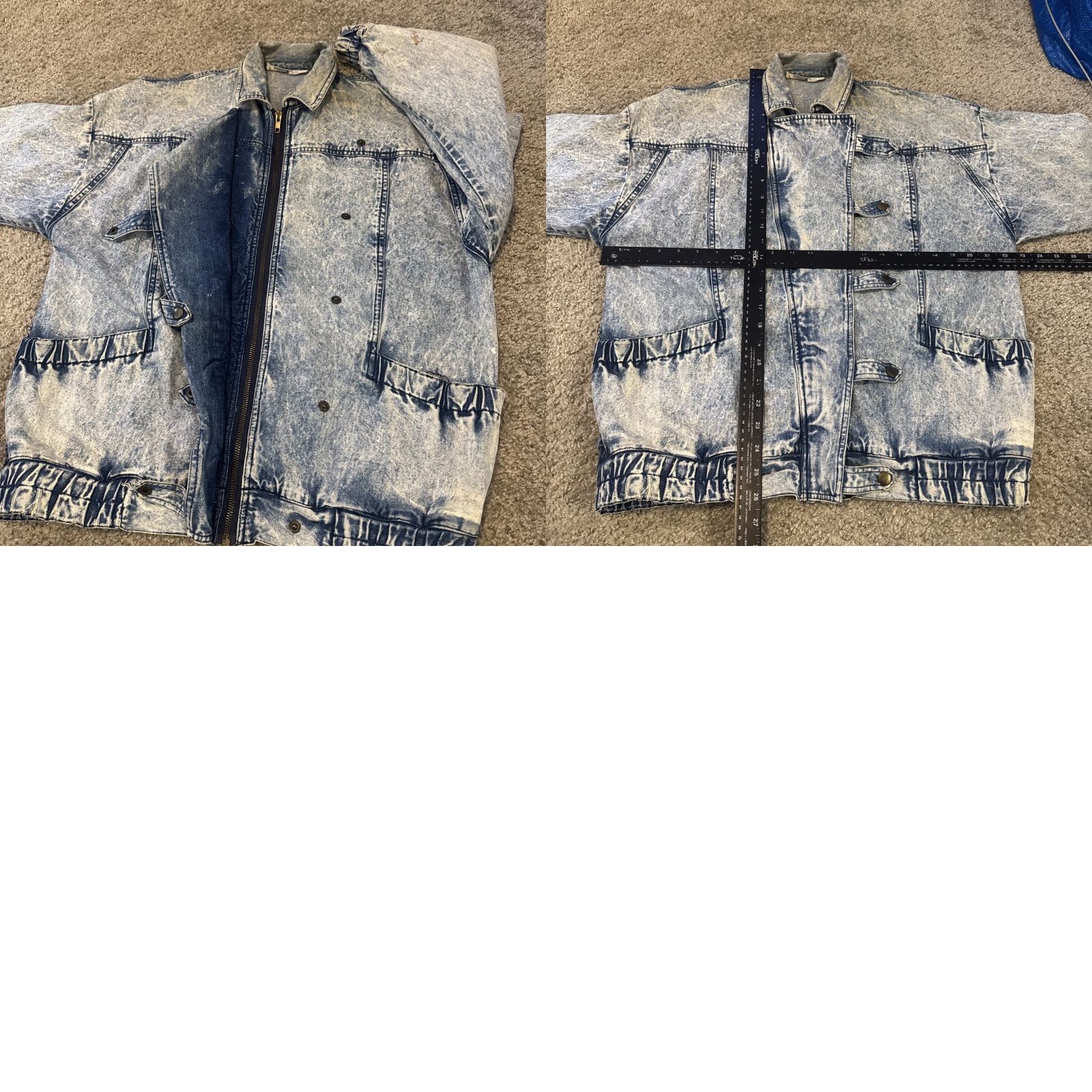 J Brand VINTAGE 80s Acid Wash Full Zip Cross Latch Button Upper Class Petites Brand S Jacket Blue Women's Biker 80s Theme, Cotton, Petite S, Women Size S / US 4 / IT 40 - 9 Thumbnail