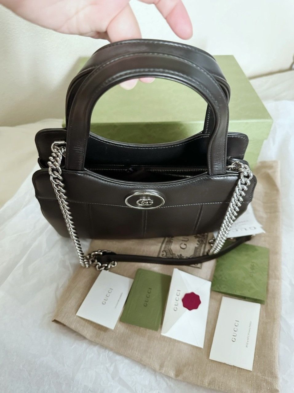 Gucci Retail $3100 Gucci Calfskin Petite GG Small Tote Bag Black Size ONE SIZE - 2 Thumbnail