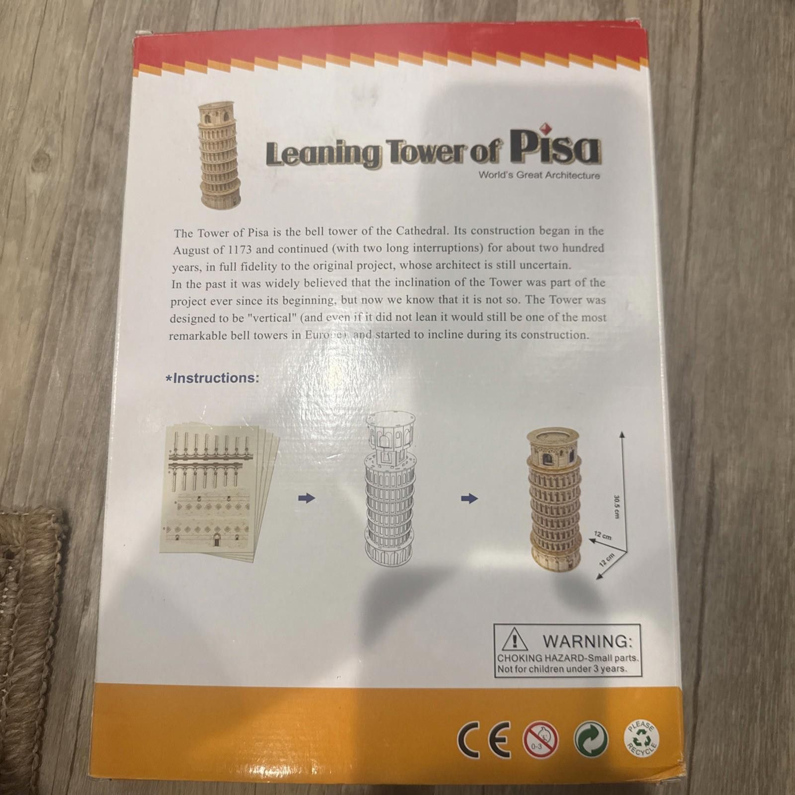 Designer 3D Puzzle Tower of Pisa 30 Pieces World's Great Architecture Size ONE SIZE - 2 Thumbnail