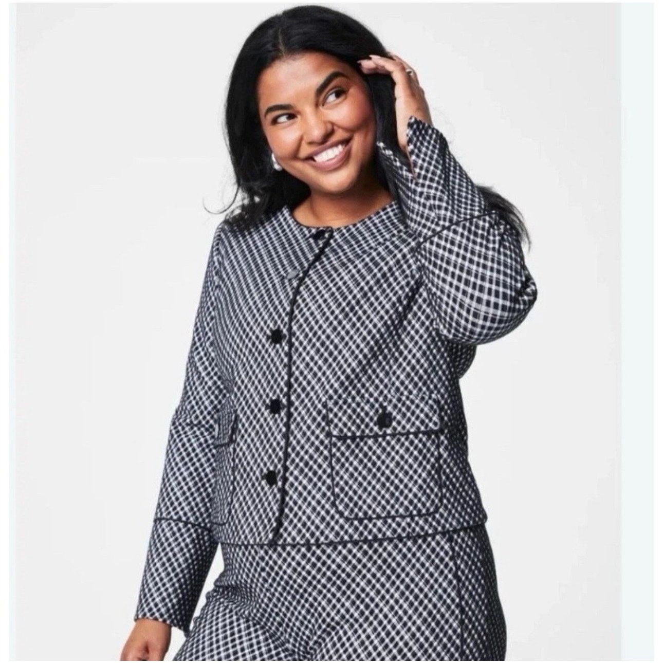 Spanx NWT Spanx Ponte Jacquard Plaid Lady Jacket Black White Size L / US 10 / IT 46 - 3 Thumbnail