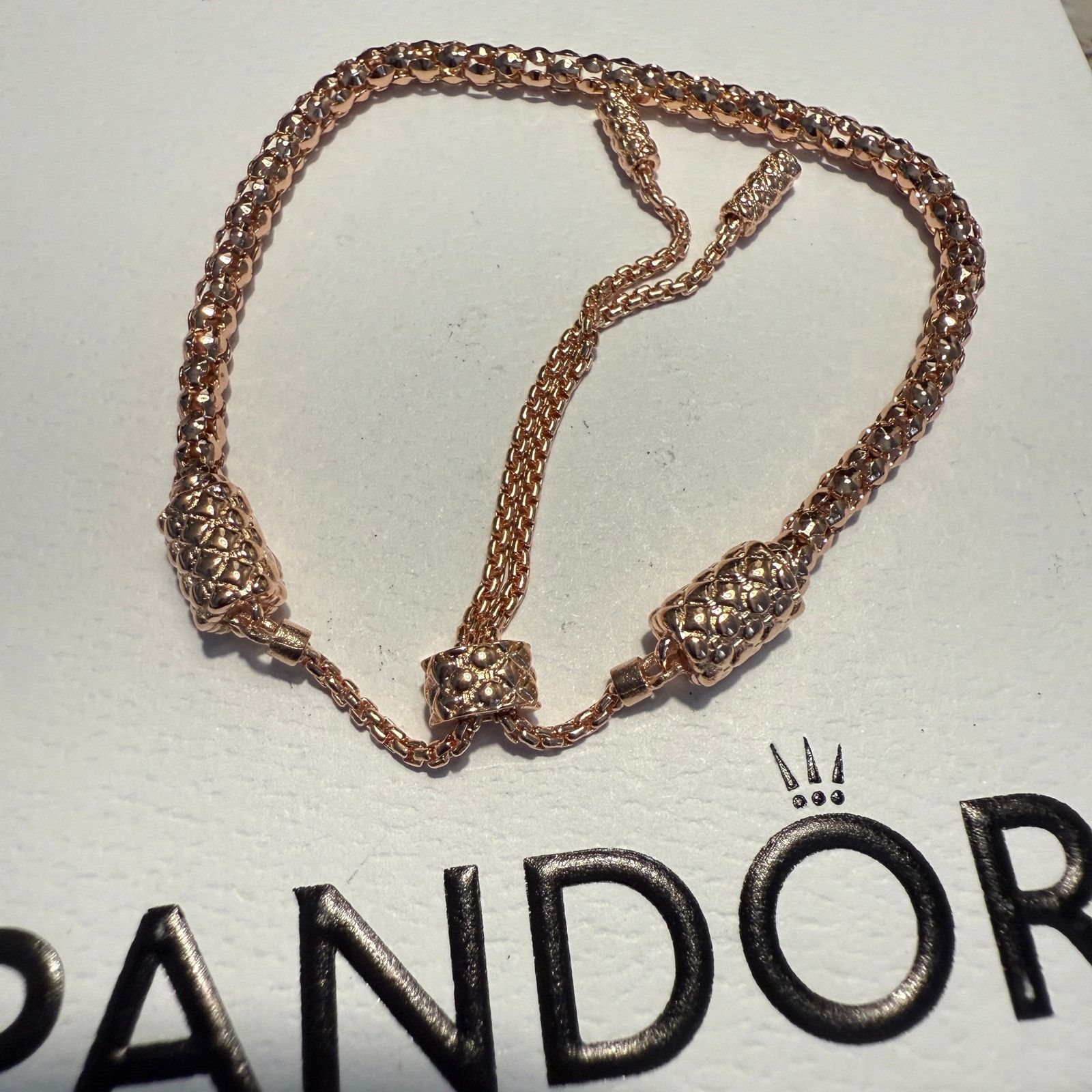 pandora Pandora Rose Adjustable Studded Chain Slider Bracelet , One Size ONE SIZE - 3 Thumbnail