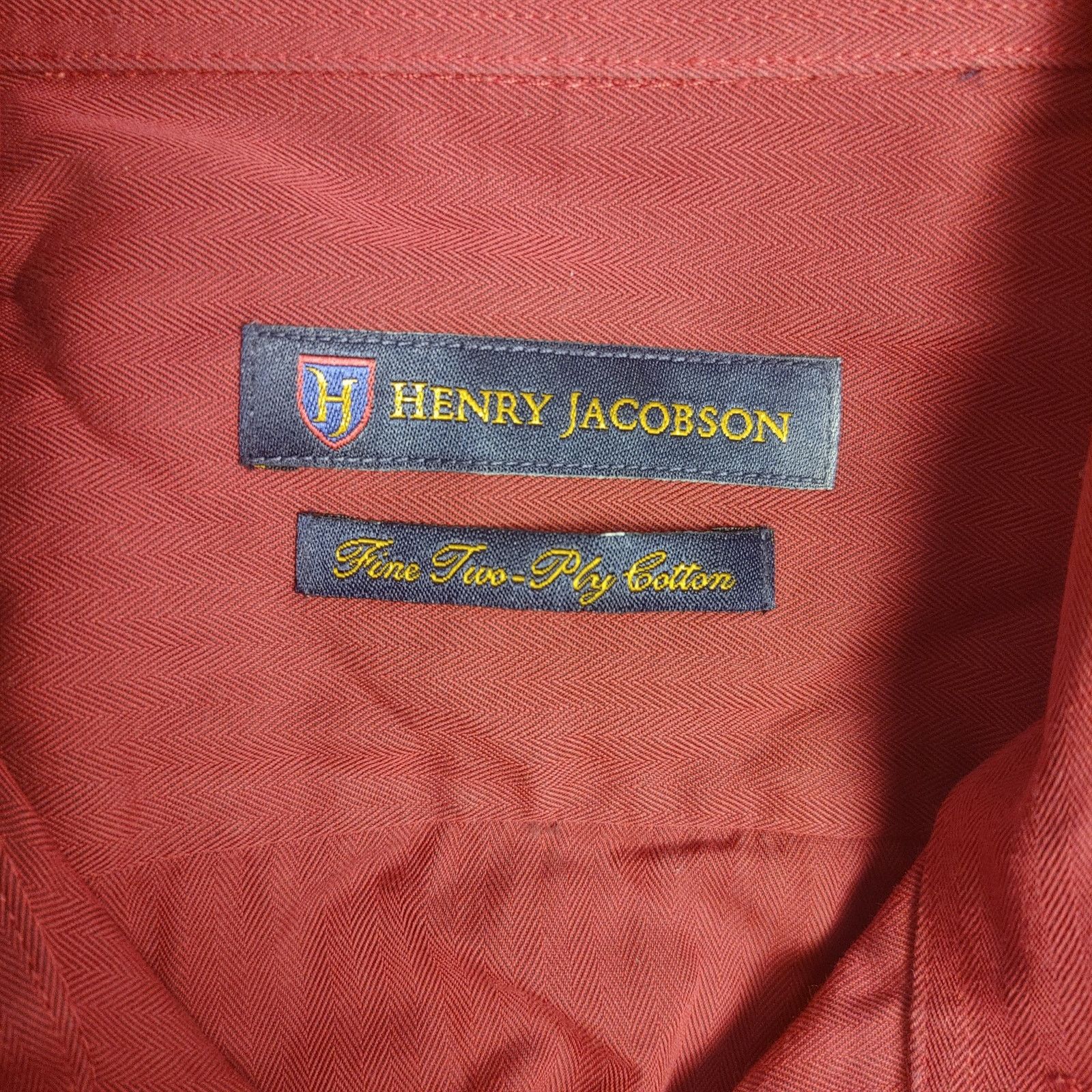 Other Henry Jacobson Mens 16.5 Red Fine 2-Ply Cotton Dress Shirt Size US L / EU 52-54 / 3 - 3 Thumbnail
