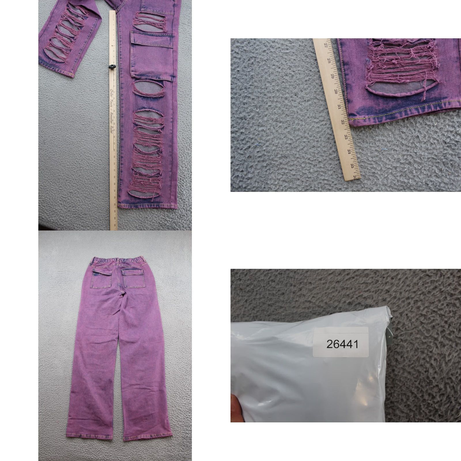 Fashion Nova Fashion Nova Women's Jeans Junior Size 5 Purple Distressed Straight Leg Baggy Shirt? Size 27" / US 4 / IT 40 - 8 Thumbnail