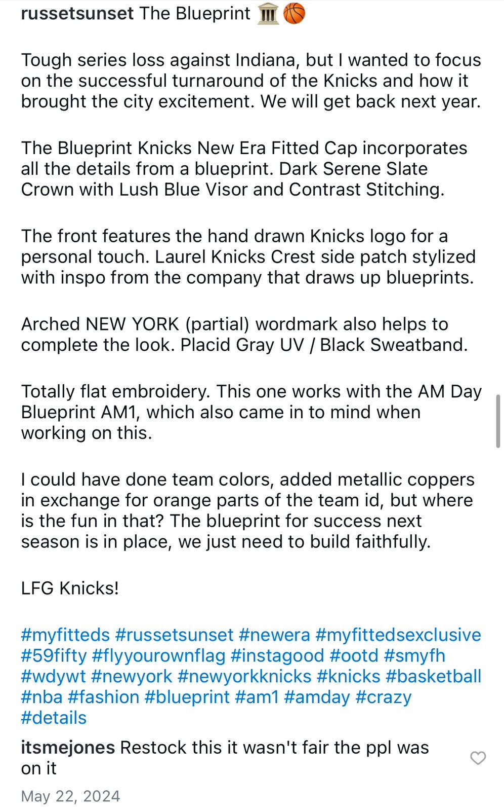 MyFitteds 7 1/4 NEW YORK KNiCKS BLUEPRiNT NYK 5950 FiTTED CAP Size ONE SIZE - 4 Thumbnail