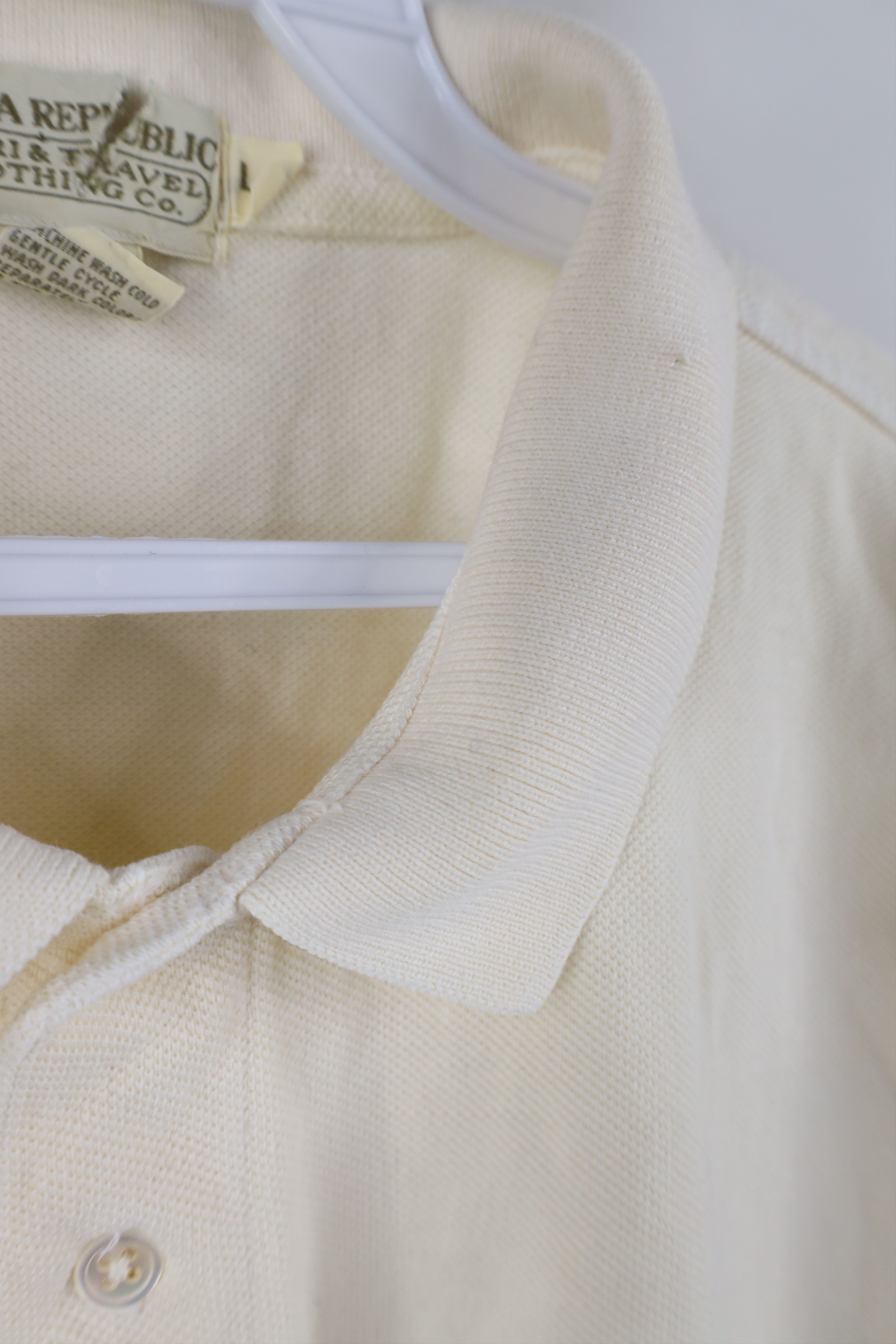 Banana Republic × Vintage Vintage 80s 90s Banana Republic Safari Polo Shirt Cream Size US L / EU 52-54 / 3 - 7 Thumbnail