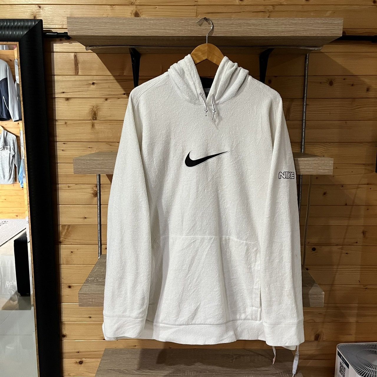 image of Nike Big Swoosh Fleece Hoodie White, Men's (Size 2XL)