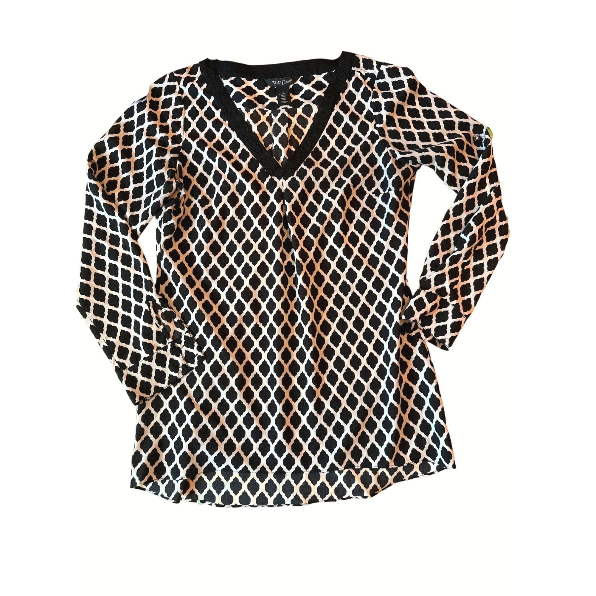 White House Black Market White House Black Market Long Sleeve Geometric Print Blouse Size S / US 4 / IT 40 - 6 Thumbnail