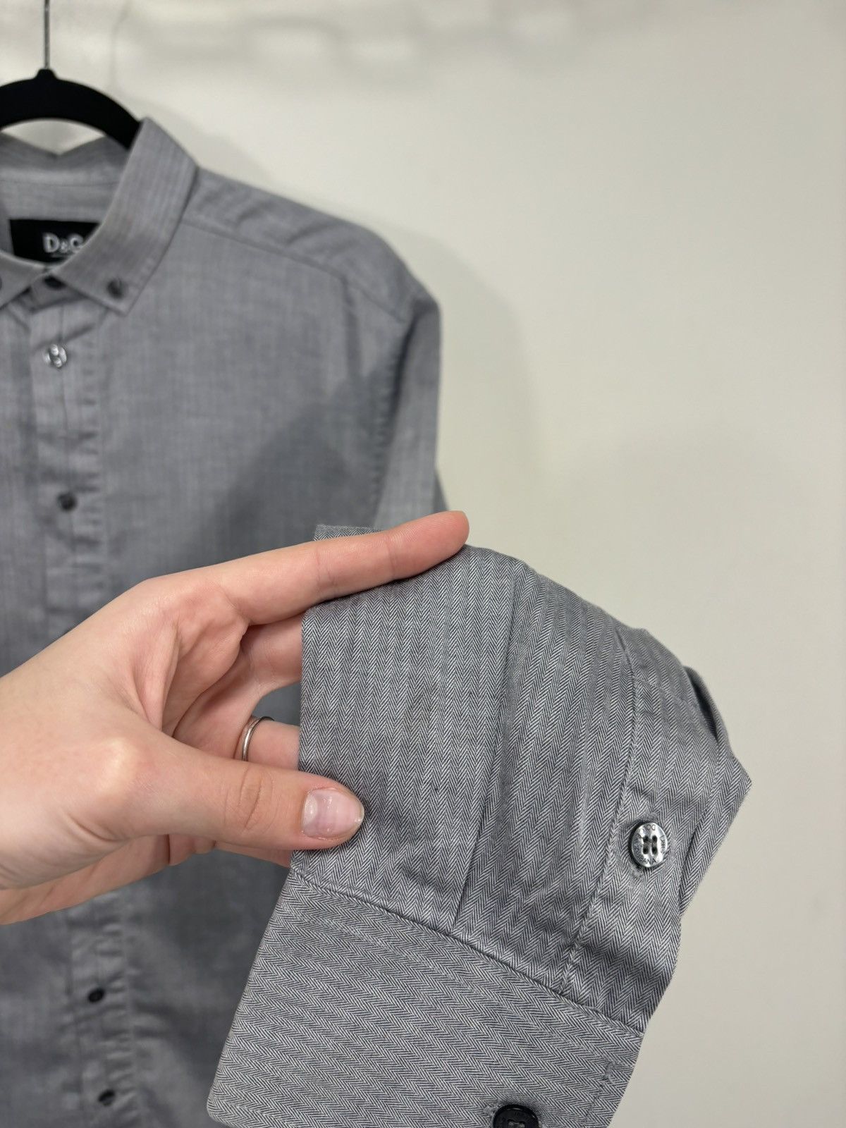 Dolce & Gabbana Dolce & Gabbana Men’s Slim Herringbone Button Down Shirt Size US M / EU 48-50 / 2 - 10 Thumbnail