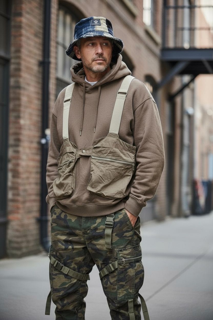Japanese Brand VERY RARE💥Vtg Bondage Tactical Pocket Brown Sweater Hoodie Size US L / EU 52-54 / 3 - 1 Thumbnail