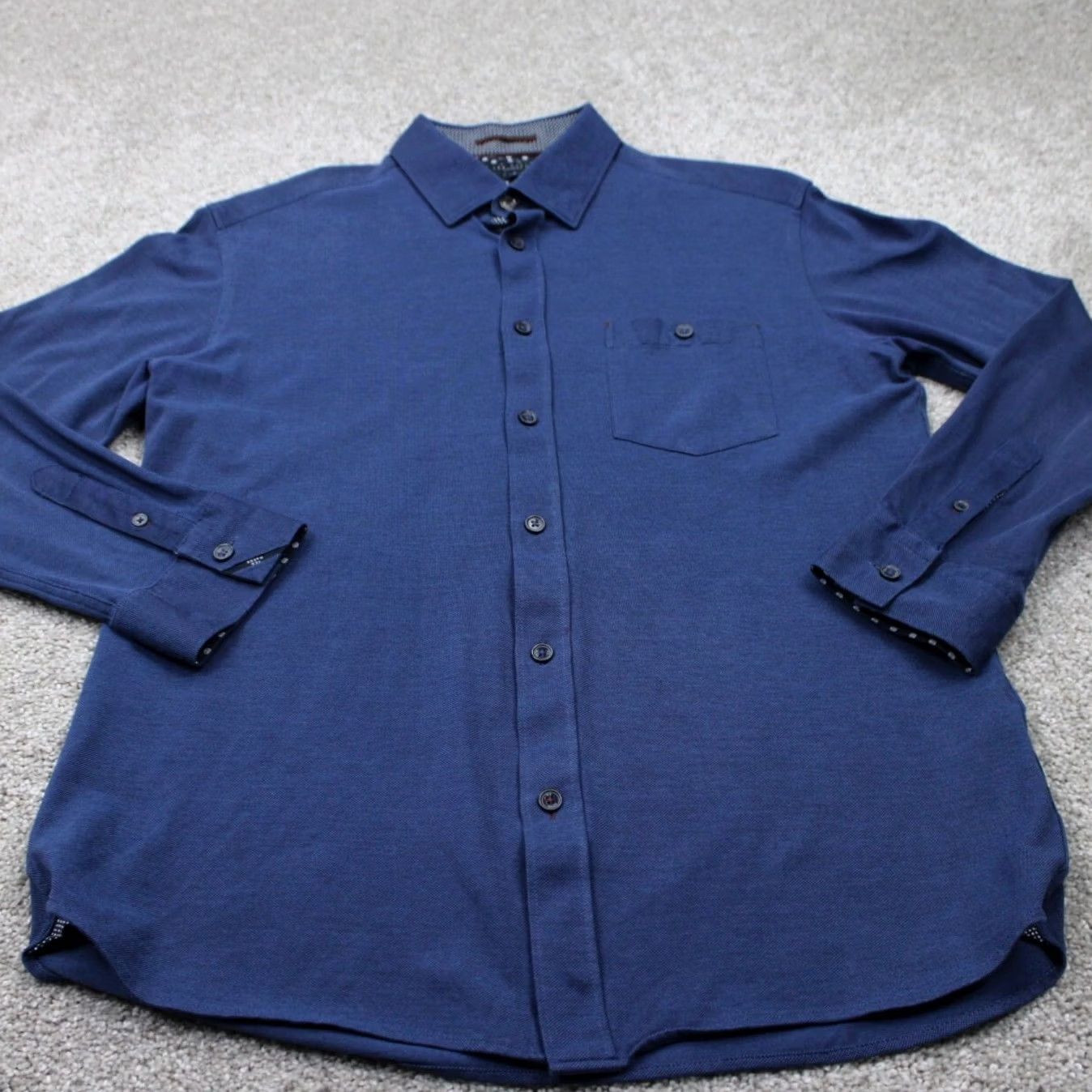 Ted Baker Ted Baker Broader Shirt Mens 4 Blue Geometric 100% Cotton Long Sleeve Button Up Size US S / EU 44-46 / 1 - 2 Thumbnail