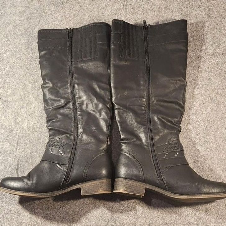 XOXO XOXO Makena Boots Womens 8.5 Black Knee High Biker Buckle Strap Zip Size US 9 / IT 39 - 3 Thumbnail