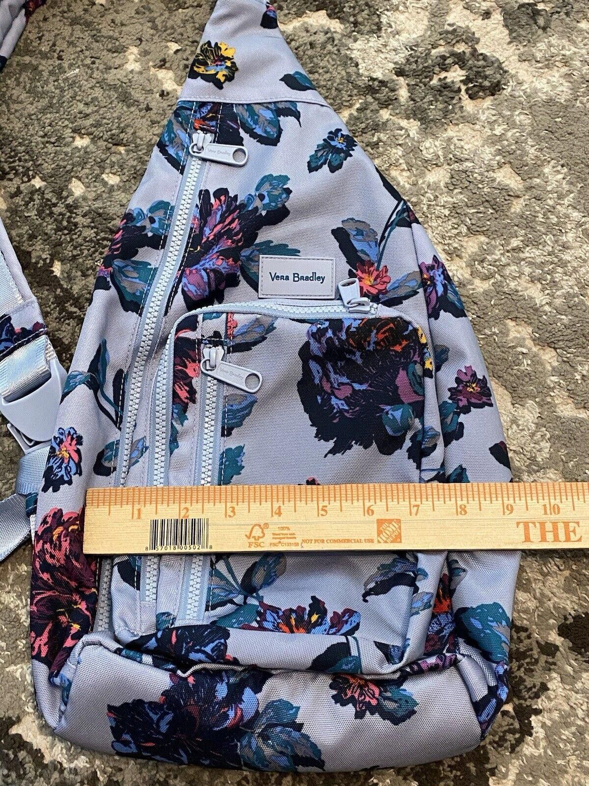 Designer Vera Bradley Sling Backpack Blueberry Floral Flowers MSRP$65 Size ONE SIZE - 4 Thumbnail