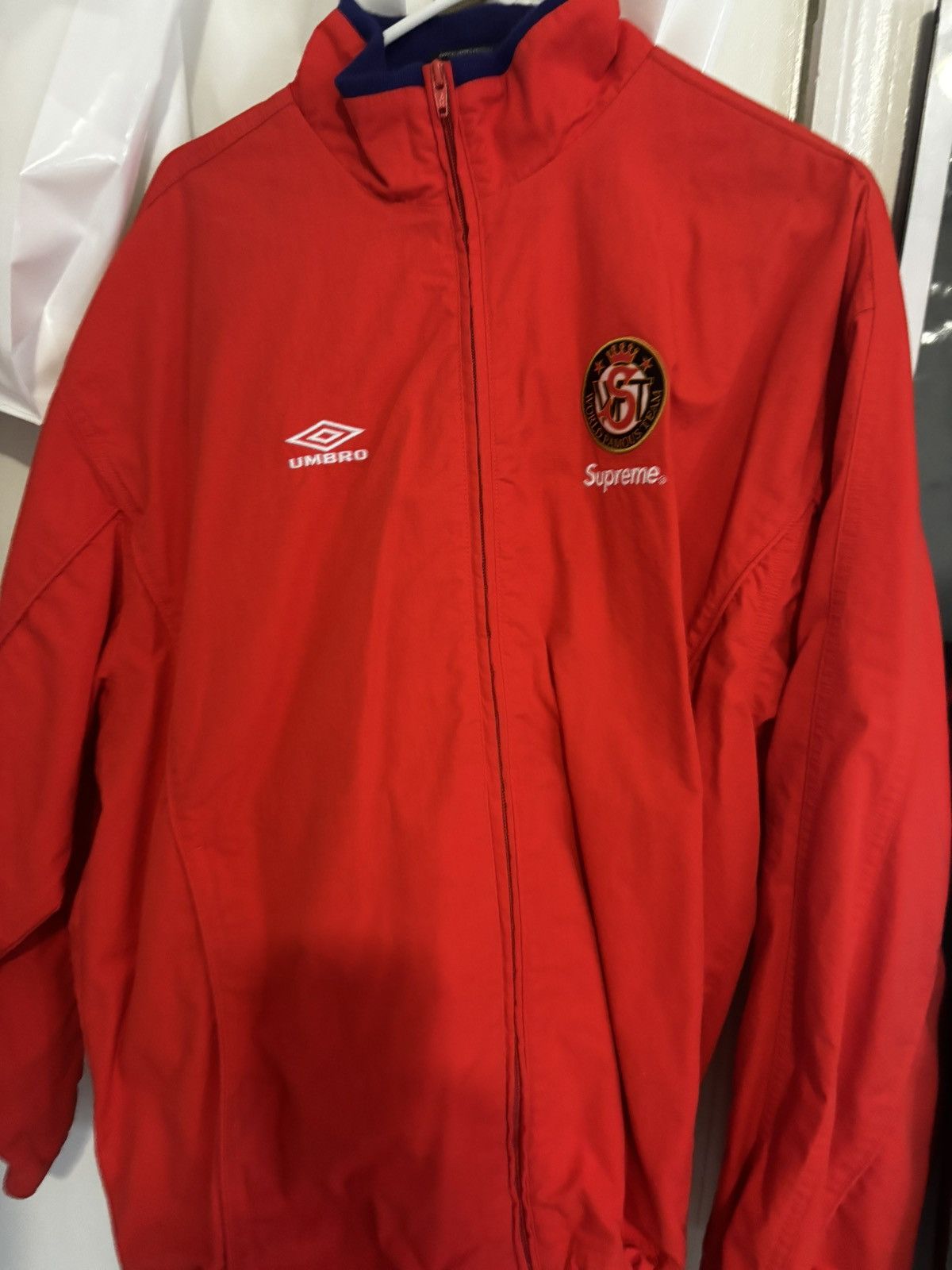 image of Supreme x Umbro Cotton Ripstop Track Jacket 'red', Men's (Size Medium)