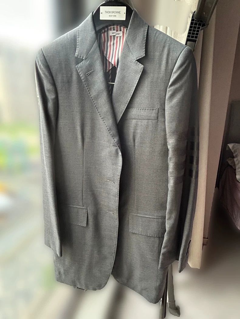 Thom Browne Thom Browne A long dark four-striped wool suit Size 38S - 2 Thumbnail