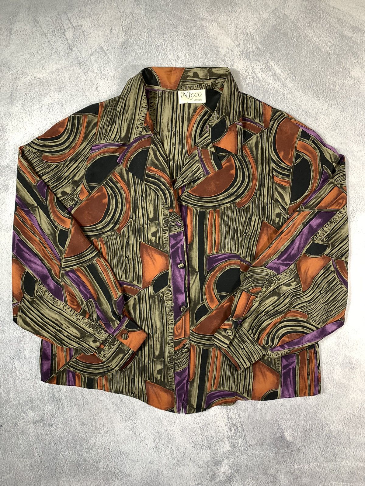 Japanese Brand × Vintage Vintage 90s Abstract button ups long sleeve shirt Size L / US 10 / IT 46 - 1 Thumbnail