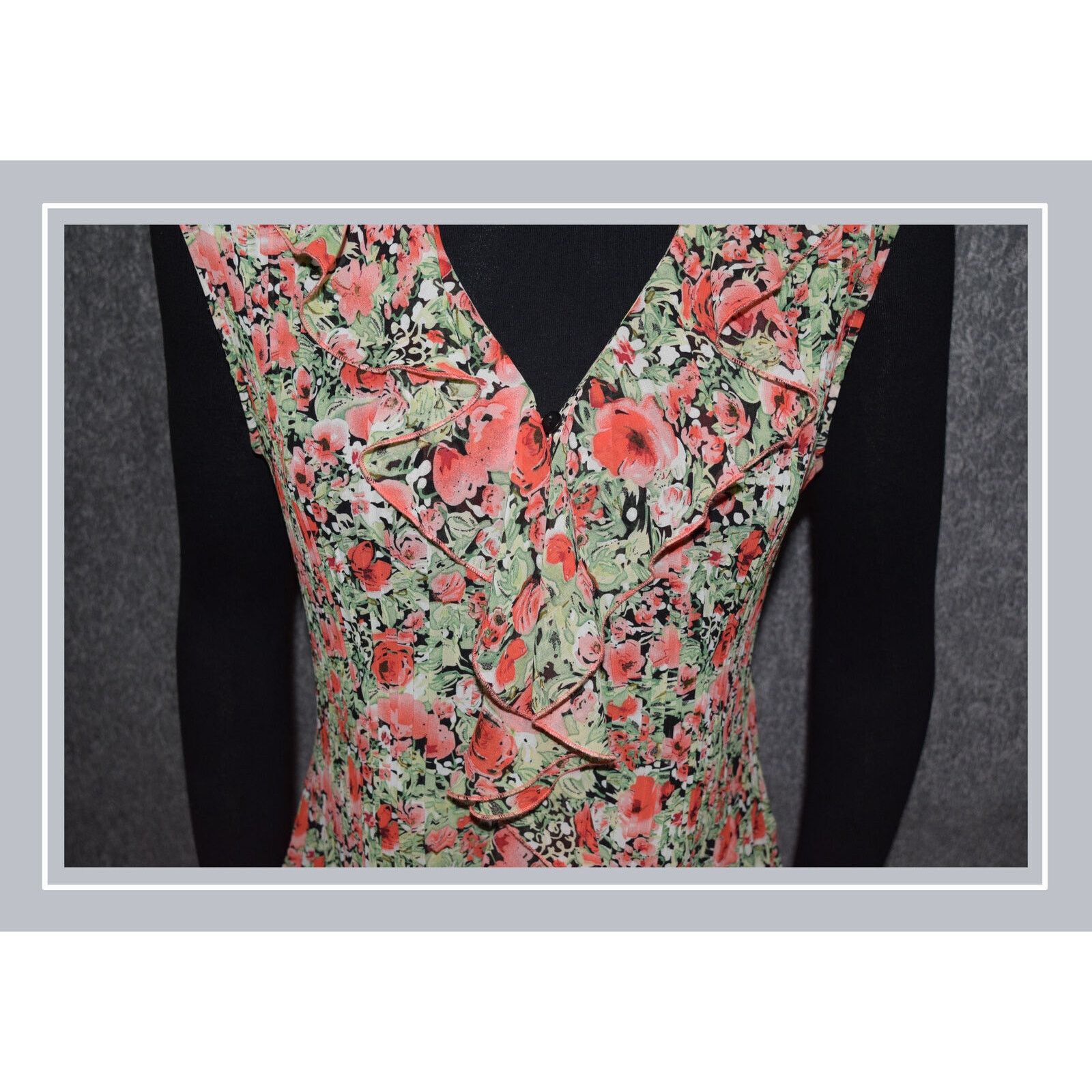 Vintage Notations Floral Print V-Neck Sleeveless Summer Blouse SZ L Size L / US 10 / IT 46 - 2 Thumbnail