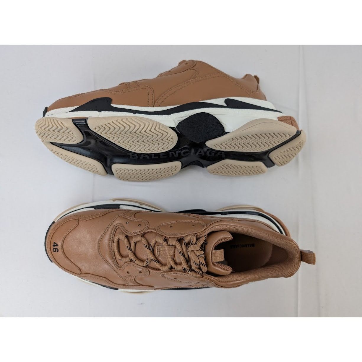 Balenciaga o1rshd1 Triple S Logo Type Sneakers in Nude Beige/Sand Size US 13 / EU 46 - 1 Thumbnail