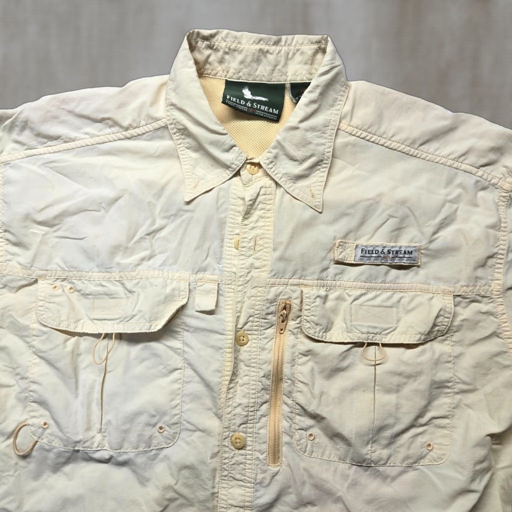 Vintage Field & Stream Outfitter Solid Beige Button Up Short Sleeve Shirt Men's L Large Size US L / EU 52-54 / 3 - 1 Thumbnail