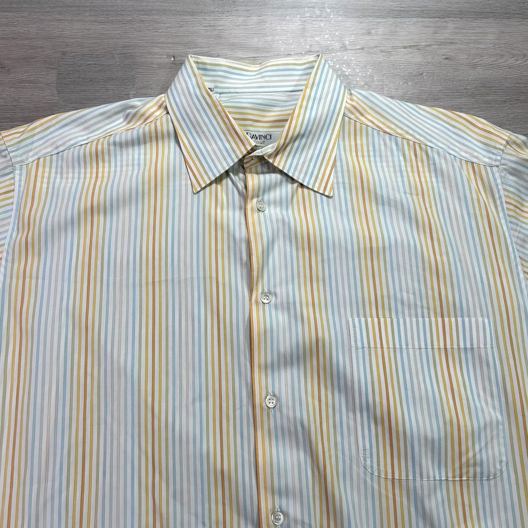 Vintage VINTAGE Davinci Sport Shirt Mens 2XL White Pastel Stripe Button Up Italy Size US XXL / EU 58 / 5 - 3 Thumbnail