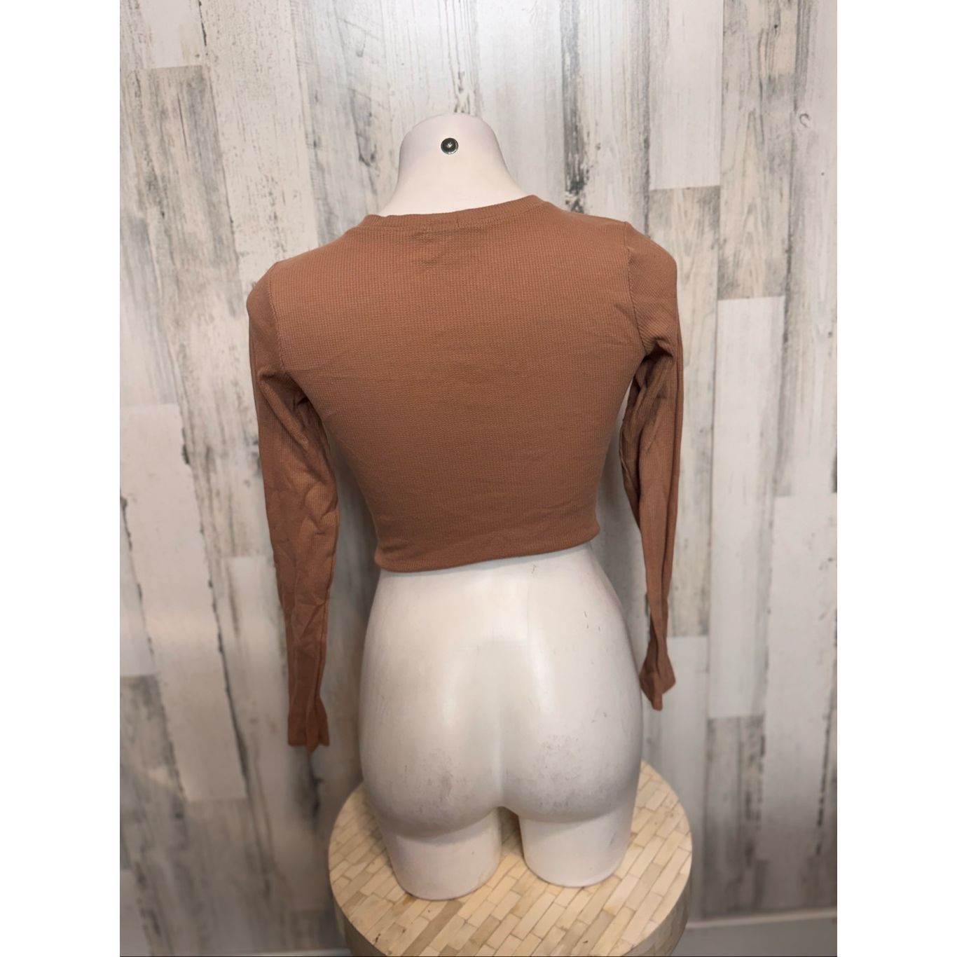 Other Bozzolo Brown Long Sleeve Ribbed Crop Top Women’s Size M Size M / US 6-8 / IT 42-44 - 5 Thumbnail