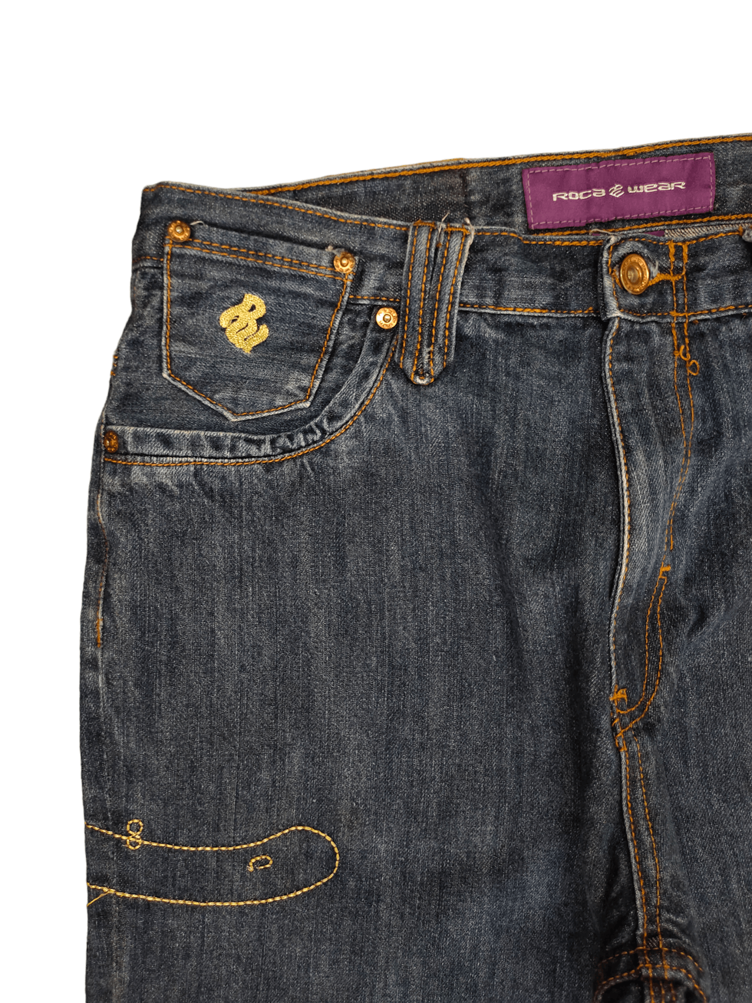 Rocawear Baggy Jean Rocawear Gold Embroidered Wide Leg Denim Y2k Jnco Size US 32 / EU 48 - 12 Thumbnail