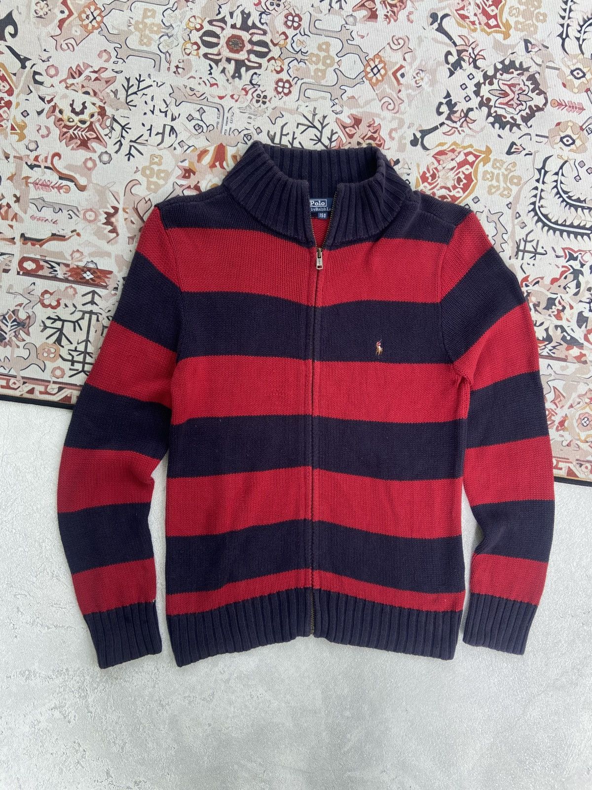 Polo Ralph Lauren Vintage Polo Ralph Lauren Striped Zipper Knit Sweater Size US S / EU 44-46 / 1 - 1 Thumbnail