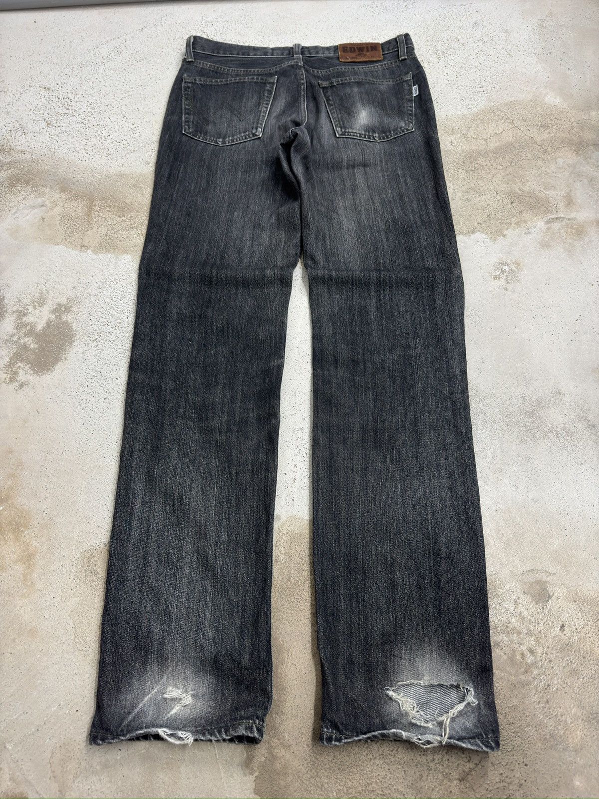 Edwin Vintage Edwin402 Black Faded Distressed Denim Size US 31 - 2 Thumbnail
