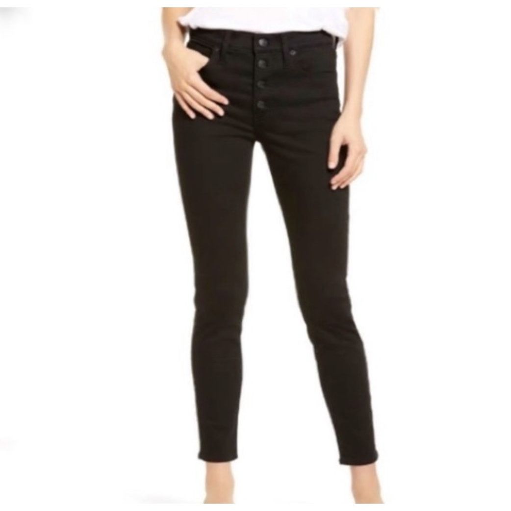 Madewell Madewell Button Fly 9" Mid-Rise Skinny Black Casual Jeans 27 Size 27" / US 4 / IT 40 - 1 Thumbnail
