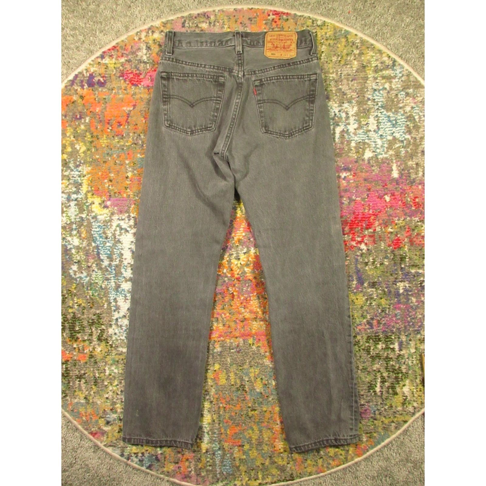 Levi's VINTAGE Levi's 501 Jeans 27x30 Gray Denim Button Fly Mid 5-Pocket USA 80s 90s Straight Mens 90s Classic American Adapted Size US 27 - 2 Thumbnail