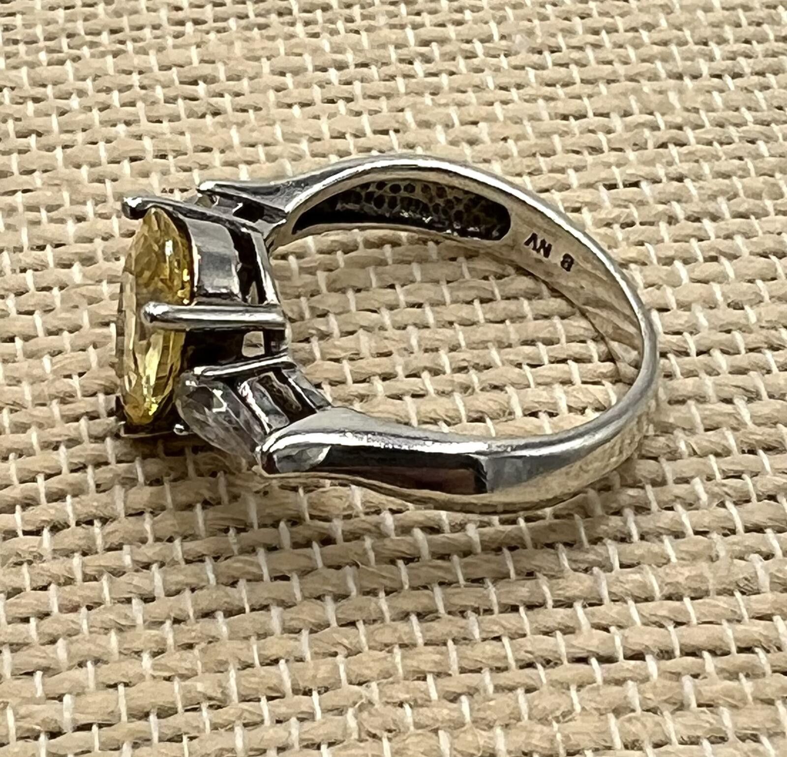 Other Nevada Silver Mines Sterling Silver Citrine & White CZ Ring Size ONE SIZE - 4 Thumbnail