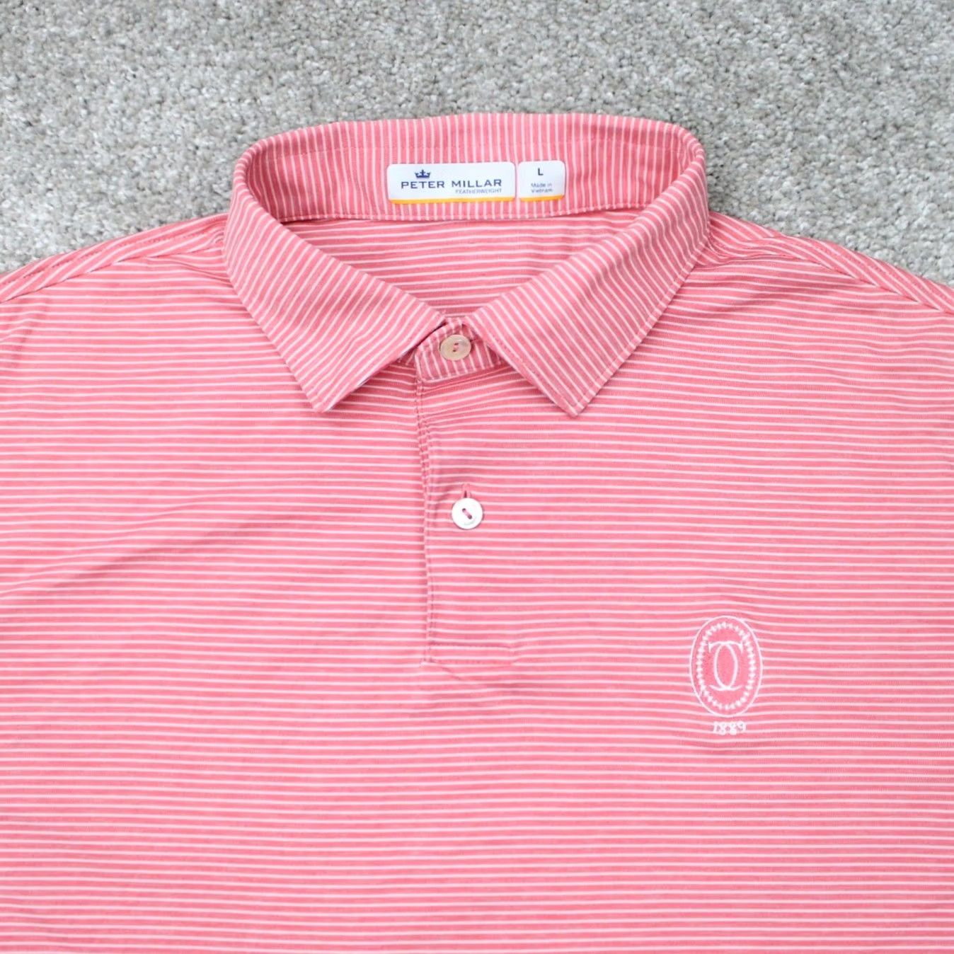Peter Millar Peter Millar Polo Shirt Mens Large Red 100% Polyester Short Sleeve Knit Logo on left breast Size US L / EU 52-54 / 3 - 5 Thumbnail