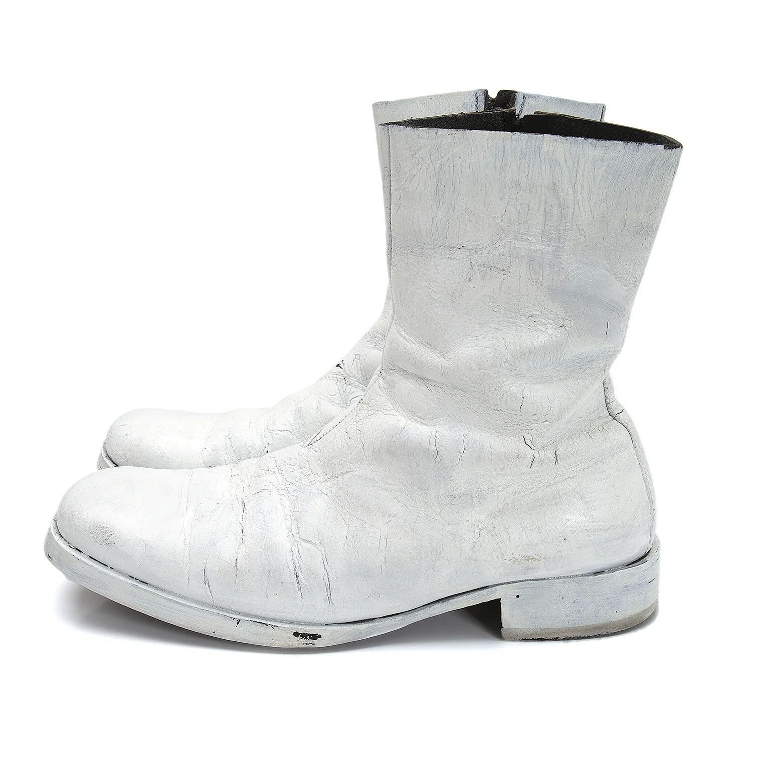 Maison Margiela Square-Toe Painted Leather Boots in White, Size 28cm Size US 10 / EU 43 - 3 Thumbnail