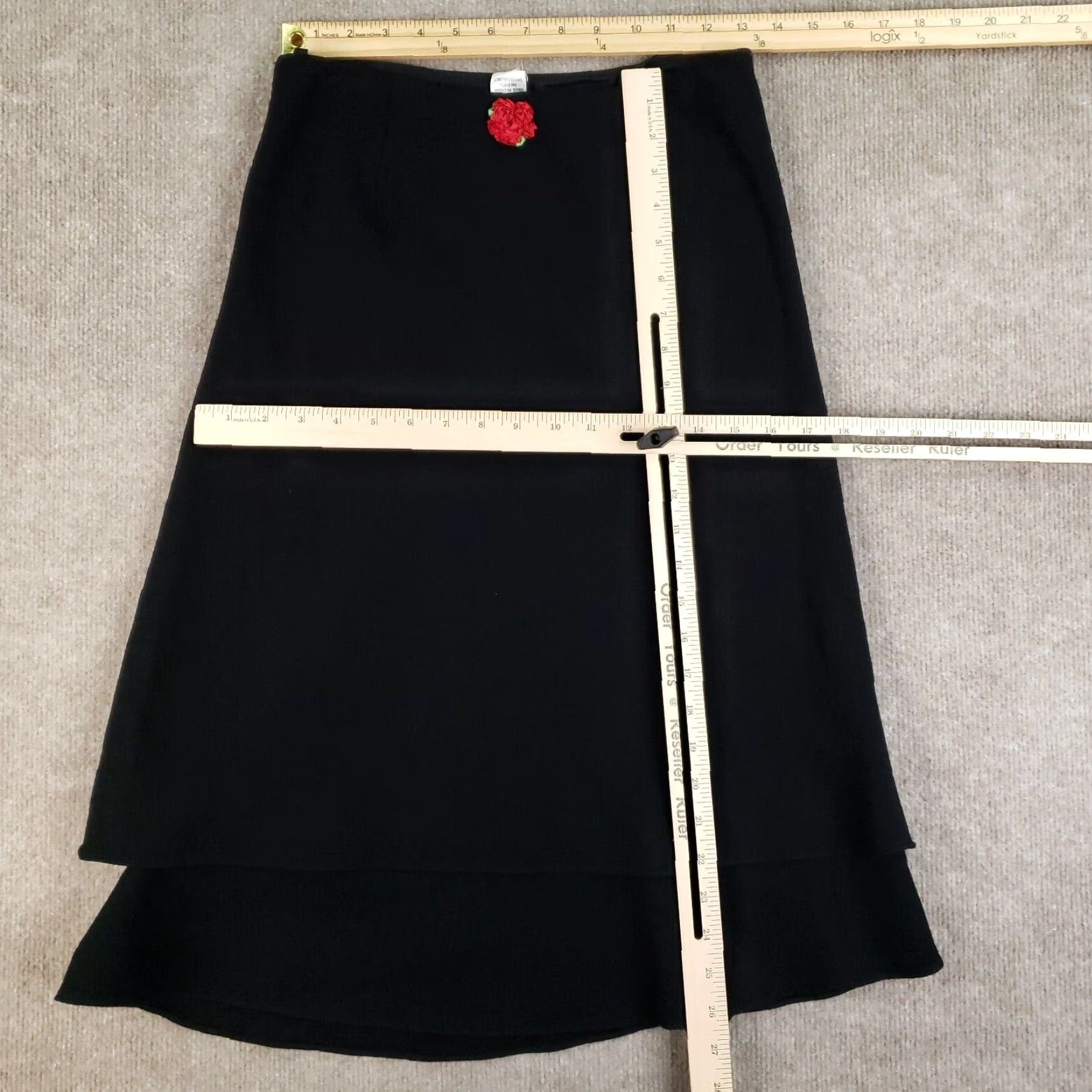 Vintage Teri Jon Black Wool Skirt Suit Set Womens Size 6 Business 2 Piece Floral Size 28" / US 6 / IT 42 - 3 Thumbnail