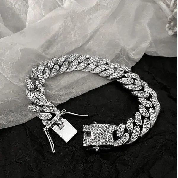 Designer × Jewelry Titanium Steel CZ Link Chain Bracelet for Men Women Size ONE SIZE - 2 Thumbnail
