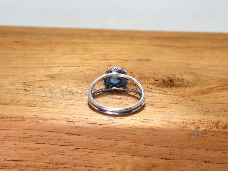 Handmade Handmade Larimar Sterling Silver Ring: February Birthstone Size ONE SIZE - 7 Thumbnail