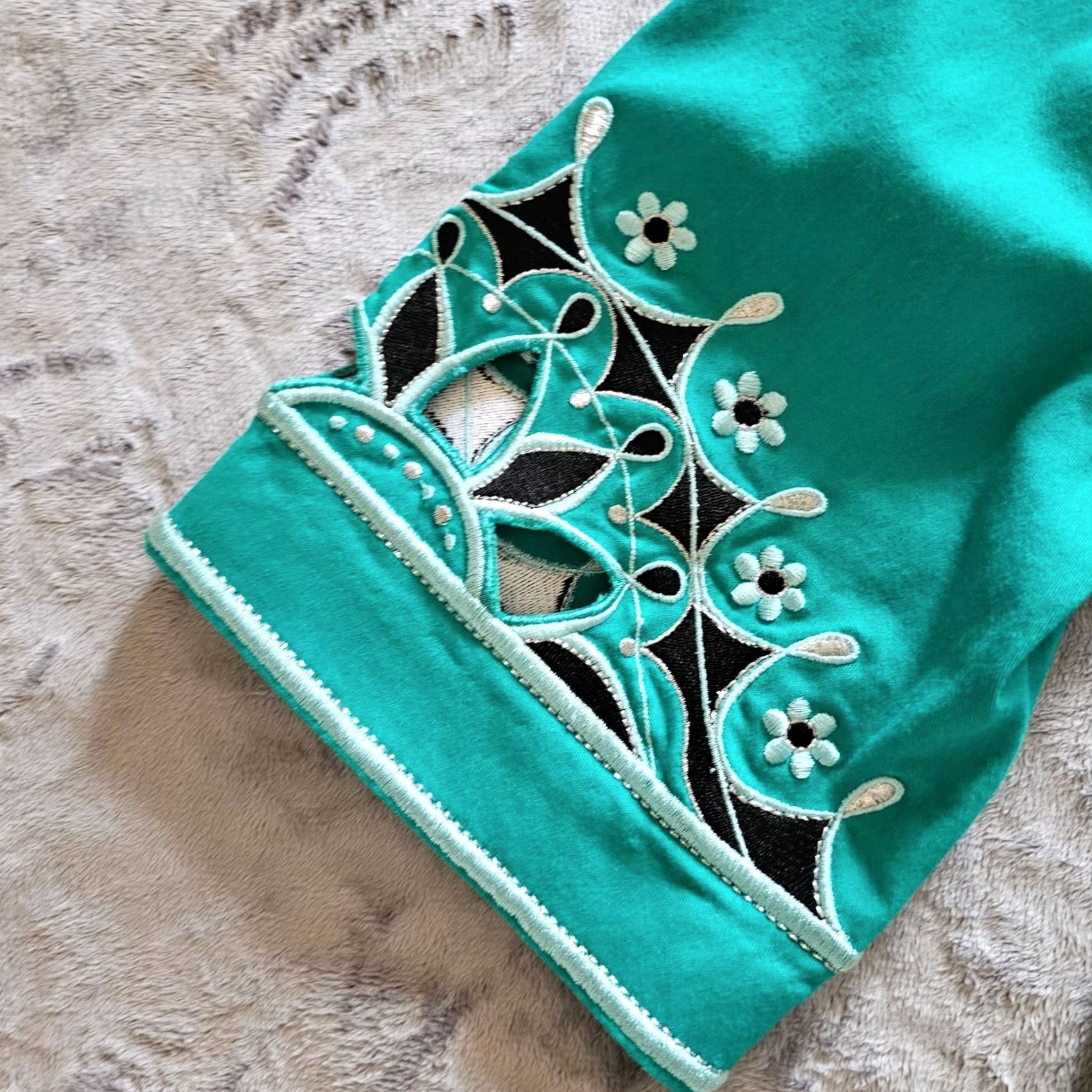 Bob Mackie Bob Mackie Jacket Womens Medium Green 3/4 Sleeve Full Zip Embroidered Art Classic Jacket Size M / US 6-8 / IT 42-44 - 5 Thumbnail