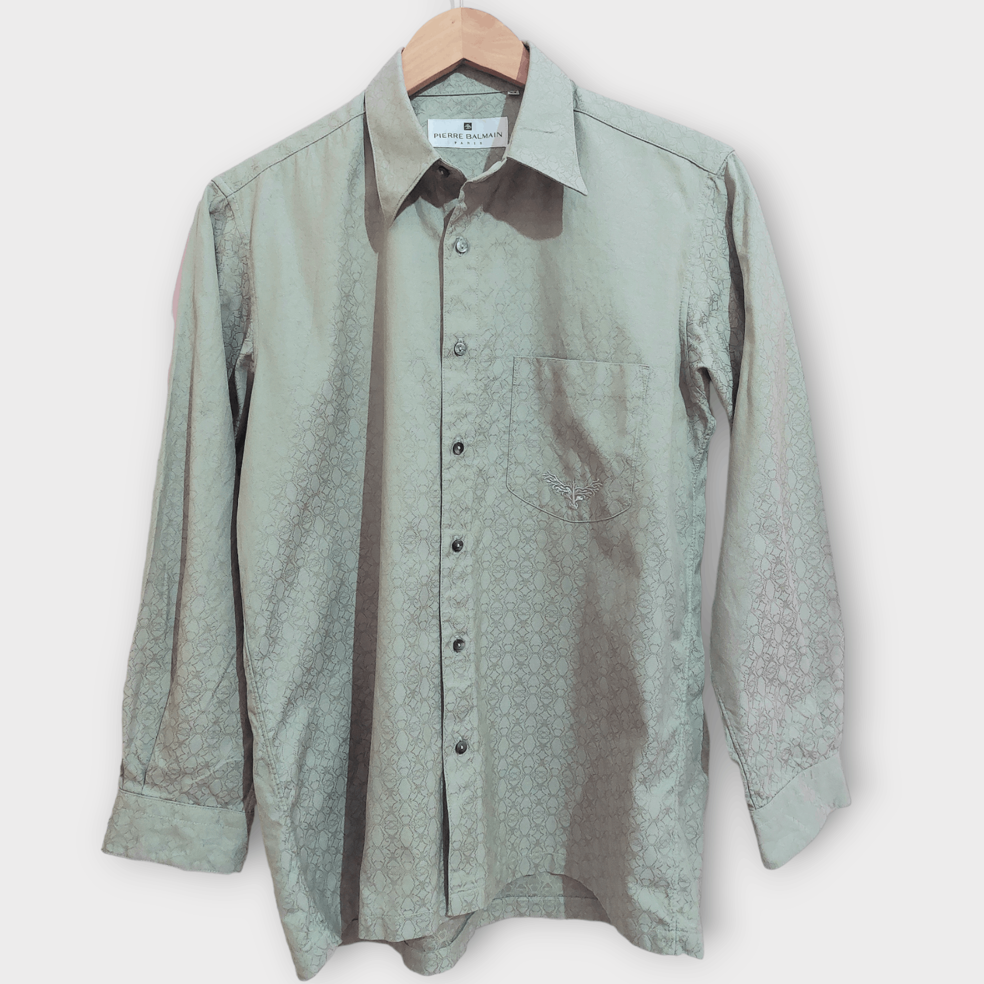 image of Pierre Balmain Decorated Long Sleeve T-Shirt in Light Green, Men's (Size Medium)