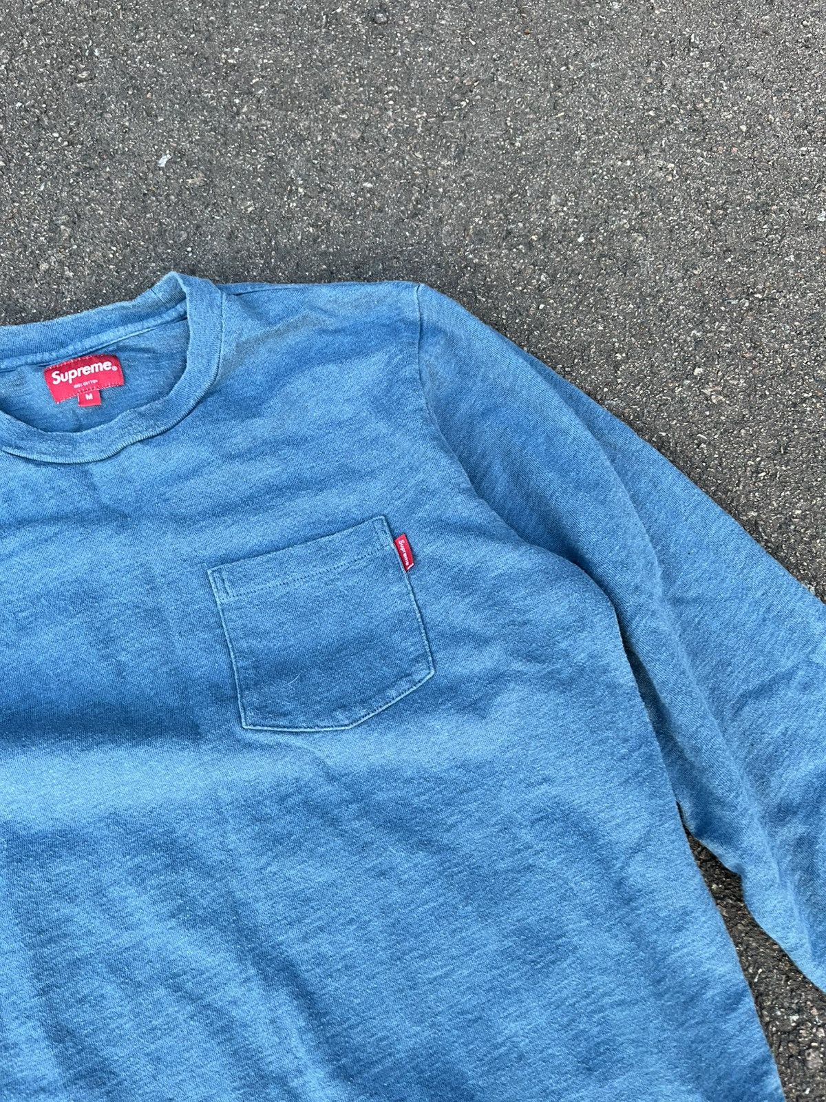 Supreme 💄SUPREME BASIC POCKET BLUE LONG SLEEVE TEE Size US M / EU 48-50 / 2 - 2 Thumbnail