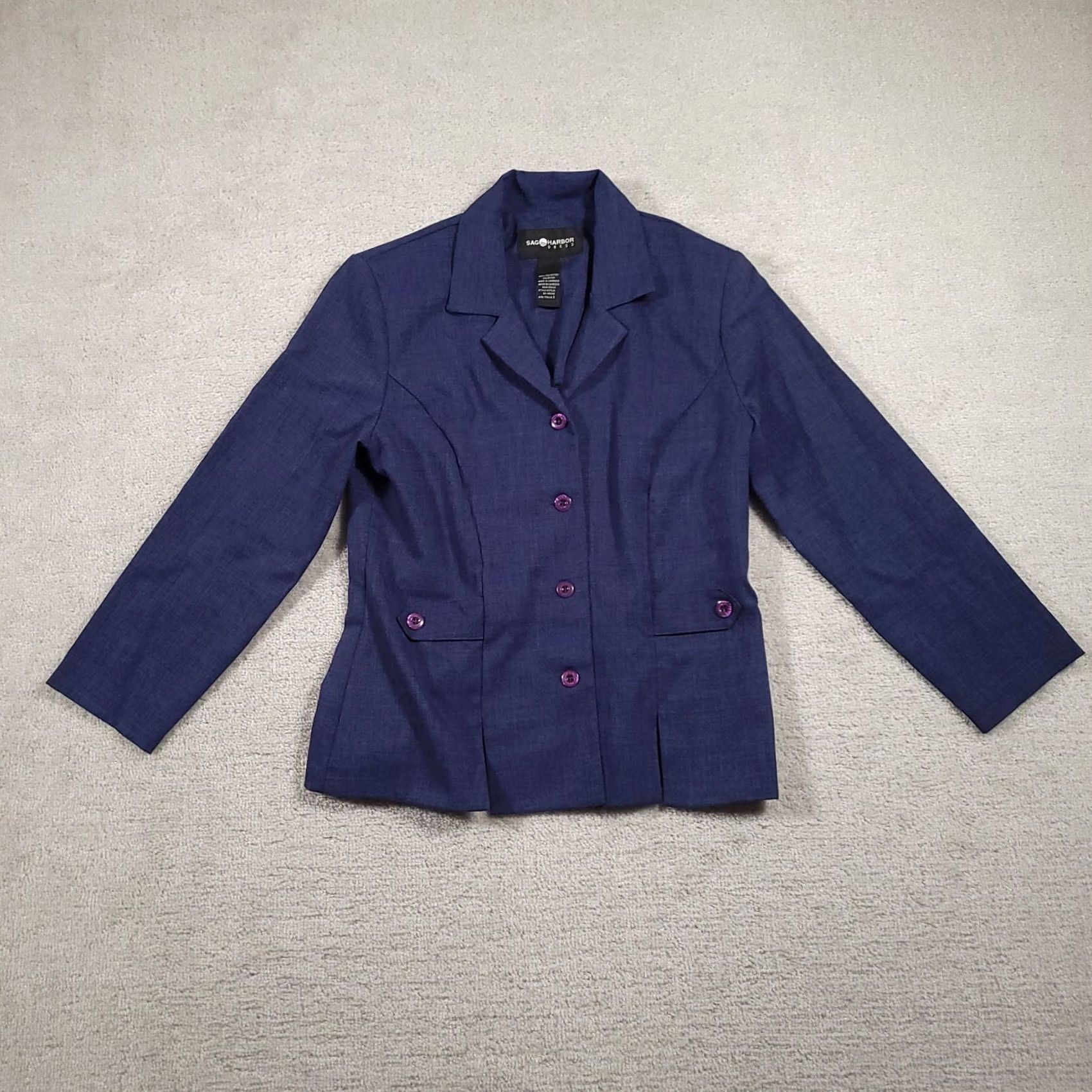 Vintage Sag Harbor Blazer Jacket Womens 8 Blue Career Design Pockets Blazer Jacket Size M / US 6-8 / IT 42-44 - 2 Thumbnail