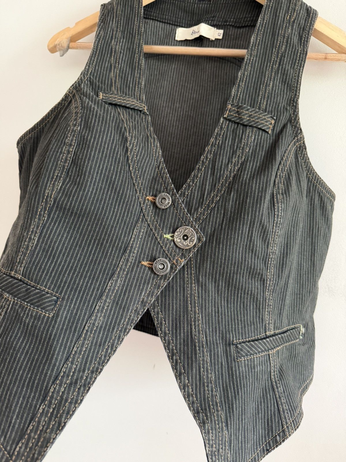 Vintage Avant-Garde Pinstripe Vest Size M / US 6-8 / IT 42-44 - 3 Thumbnail