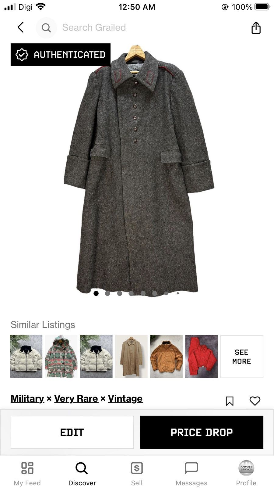 Vintage Hristo Botev 19.3.1961 Bulgarian Soldier Long Coat #A29-0668 Size US M / EU 48-50 / 2 - 15 Thumbnail