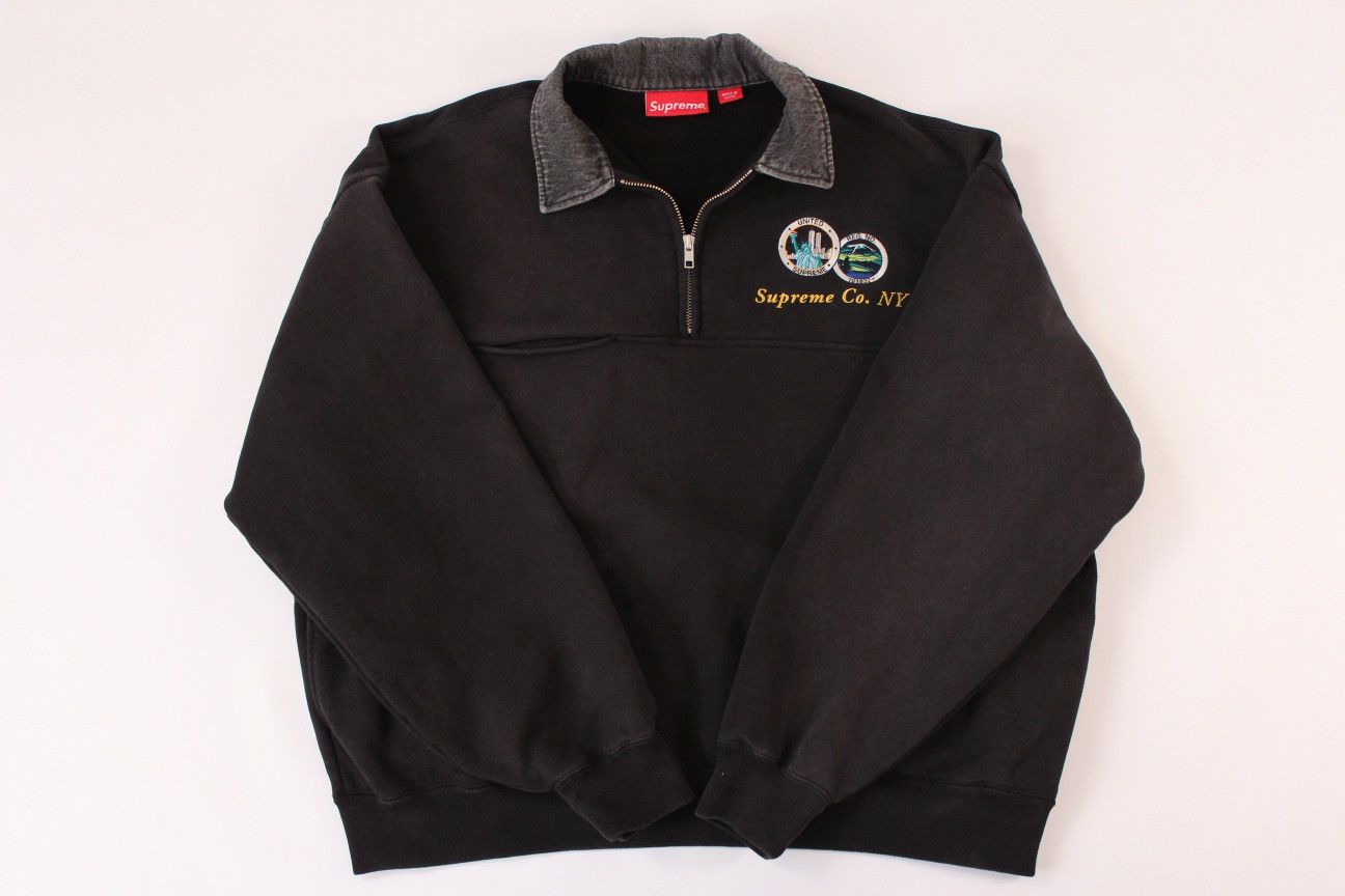 Supreme Supreme Denim Collar Half Zip Sweatshirt Size US S / EU 44-46 / 1 - 6 Thumbnail