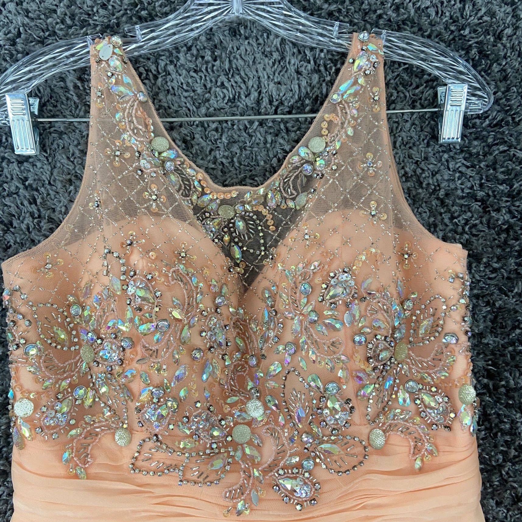 Speedo VINTAGE Aspeed USA Dress Gown Women A-Line Fit & Flare Knee Length Pink Salmon Sparkly L Womens Size L / US 10 / IT 46 - 4 Thumbnail