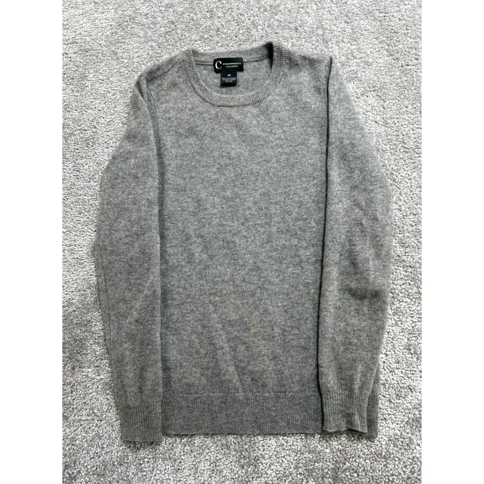 Bloomingdale's C By Bloomingdales Sweater Womens XS Gray Cashmere Tight Knit Ribbed Trim Casual Size XS / US 0-2 / IT 36-38 - 2 Thumbnail