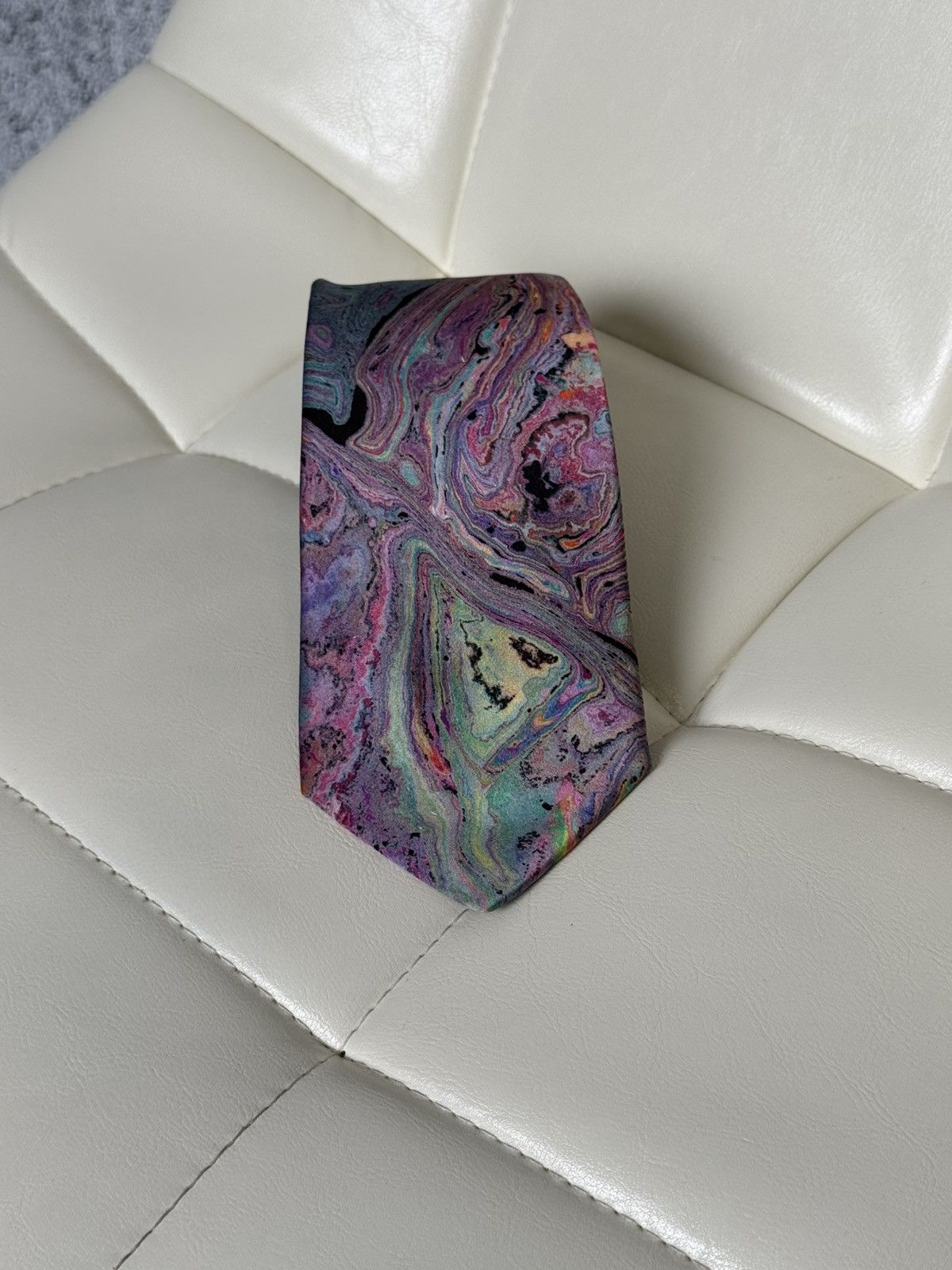 Brioni Brioni Men’s Silk Tie Abstract Marble Swirl Pattern Colorful Size ONE SIZE - 8 Thumbnail