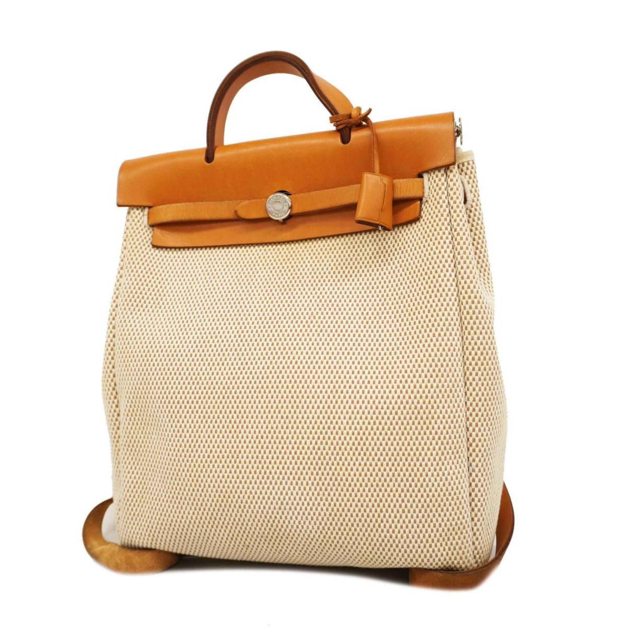 image of Hermes Backpack Airbag Ad Mm G Stamp Toile Gm Natural Men's Women's in White